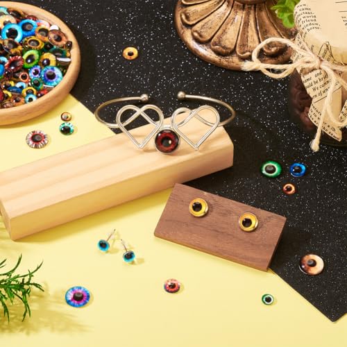 100Pcs/Set Flat Round Transparent Glass Cabochons with Pattern Eye Flatback Glass Dome Flatback Cab Beads for Photo Cameo Jewelry Making Necklace Ring DIY Crafts 8x3mm Eyes - color: 100pcs-8x3mm-Eyes