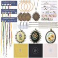 SUNNYCLUE 3 Sets Embroidery Necklace Kit Mini Cross Stitch Kits with Instructions Thread Needle Hoops Spring Flower Themed Embroidery Set for Beginners Jewelry Making Adults Supplies Women Starter - style: Flower 2