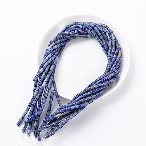 Natural Blue Sodalite Cylinder Tube Beads 4x13mm 38cm/str Loose Semi Gemstone Stone Beads for Making Bracelets Necklace Earrings - color: Blue Sodalite, size: 4x13mm Cylinder
