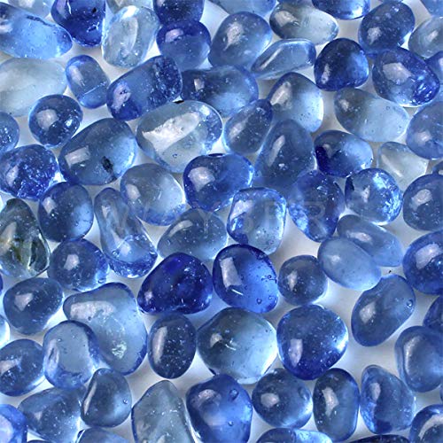 WAYBER Glass Stones, 1Lb/460g Irregular Sea Glass Pebbles Non-Toxic Artificial Gemstones for Vase Filler/Terrarium Aquarium Turtle Tank Decoration/Handmake Artwork, Light Blue - color: Light Blue