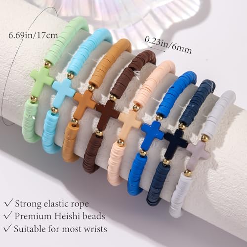 12pcs Halloween Heishi Beaded Bracelets for Women-Spooky Ghost & Pumpkin Party Favors Boho Stackable Polymer Clay Bead- Stretch Friendship Bracelet Set - style: Style B Pure Colors-8pcs