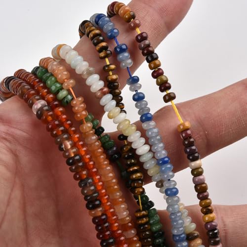 160pcs 4x2mm Natural Banded Brown Agate Disk Rondelle Spacer Stone Semi Precious Gemstone Loose Beads for Jewelry Making 15 Inch - color: Banded Brown Agate
