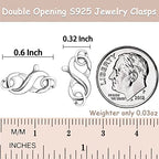 Dailyacc S925 Double Opening Lobster Clasp Sterling Silver and Gold Necklace Bracelet Extender Clasps and Closures for DIY Jewelry - color: Silver, size: 21mm × 11mm