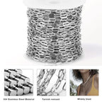 [33 Ft] Stainless Steel Paperclip Chains Roll, 3.3 * 7mm Width 304 Stainless Steel Oval Link Chains Spool Bulk for Jewelry Making - color: 3.3*7mm Width