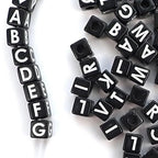 Dahi 1000pcs Black Letter Beads Square Craft Beads 6mm Cube Letter Bead A-Z Bead for Jewellery Crafts (White-Black) - color: white black 6x6mm