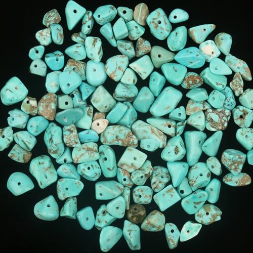30in Turquoise Natural Chip Stone Beads 5-8mm About 230pcs, Irregular Drilled Blue Green Bead for Bracelets Jewelry Making Supplies for Adults, DIY Crafts. - color: Turquoise