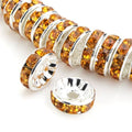 100pcs Adabele Grade A 5mm Crystal Rhinestone Rondelle Loose Beads (Topaz Yellow) Sterling Silver Plated Spacer for DIY Craft Jewelry Making CF1-507 - color: Topaz yellow, size: 5mm (100pcs)