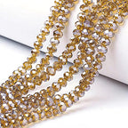 Craftdady 10 Strands 6mm Crystal Glass Briolette Beads Faceted Luster Rondelle Spacer Beads Electroplate Tiny Loose Beads About 920pcs for Jewelry Craft Necklace Earring Bracelet, Dark Goldenrod - color: Dark Goldenrod, size: 6mm
