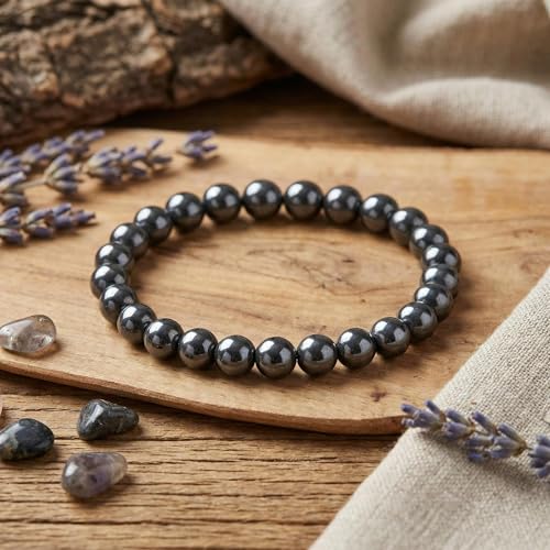 Yochus 60pcs Black Hematite Beads，6mm Healing Power Natural Stone Round Loose Beads for Jewelry Making Earring Necklace DIY Crafts - color: Black Hematite, size: 6mm 60beads