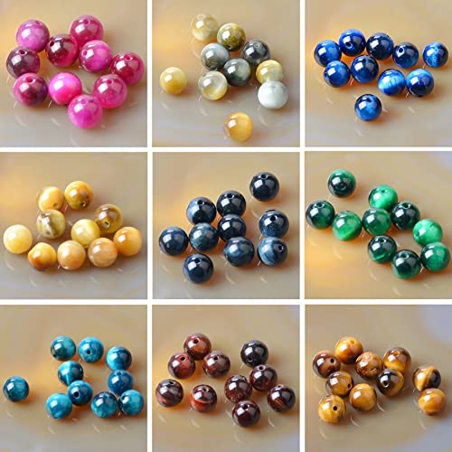 Massive 100PCS 8MM Natural Crystal Beads - 9-Colors Multicolor Tiger Eye Round Loose Energy Healing With Free Crystal Stretch Cord for Jewelry Making (9-Multicolor, 8MM) - color: Multicolor Tiger Eye, size: 8MM