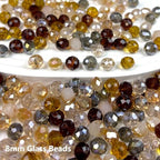 390pcs Glass Beads for Bracelets Making, 8mm Brown Series Faceted Crystal Loose Bulk Beads for Earring Necklace Jewelry Crafts DIY Suncatchers - color: Brown