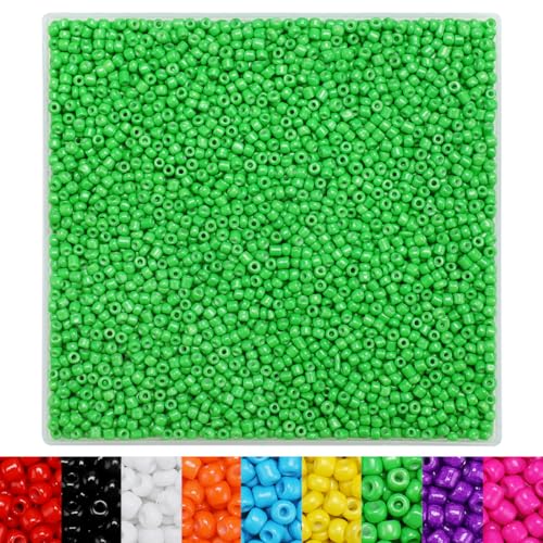 IOOLEEM Light Green Seed Beads, 4000+ pcs 3mm Glass Beads for Jewelry Making, Bracelets - color: Light Green, size: 3mm / 4000pcs