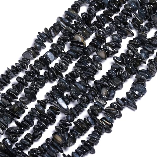 Chip Shells, 260pcs 5-8mm Irregular Beads with Holes, Black Shell & Onyx Chip Beads for Jewelry Making - color: Black