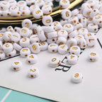 1000Pcs Acrylic Number Beads Round Number Round Beads 4x7mm Mixed Number Beads, for Jewelry Bracelets Necklaces Key Chains Making (White-Gold) - color: White-Gold