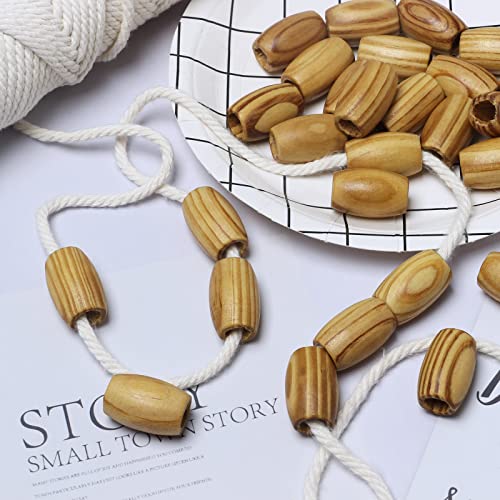 Striped Large Oval Wooden Beads - 20x30mm- 40 Beads- Hole 10mm- Quality Wooden Beads for Macrame Project/Garlands - color: 30x20mm, Striped#40pcs