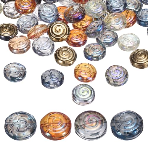 uxcell 120Pcs Crystal Candy Bead, Lollipop Glass Beads Transparent Glass Spiral Round Spacer Bead for Bracelet Necklace DIY Jewelry Making, Multicolor
