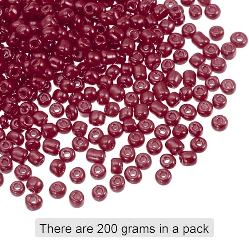 HARFINGTON 2000Pcs Small Glass Beads 6/0 4mm Loose Tiny Round Small Beads for Bracelet Earring Rings Jewelry Making, Burgundy Red - color: Burgundy Red