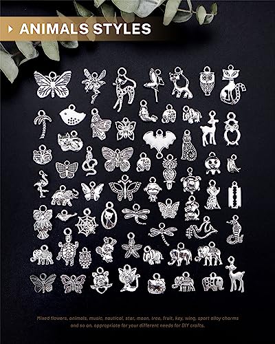 JIALEEY 300 PCS Wholesale Bulk Lots Jewelry Making Charms Mixed Smooth Tibetan Silver Alloy Charms Pendants DIY for Jewelry Making and Crafting, Style B