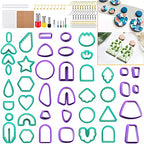 PTFJZ Polymer Clay Cutters for Earring Making - 160pcs Clay Tools Set with Earrings Accessories, 42+8pcs Different Shape Plastic Clay Cutters (Style B- Green+Purple) - color: Style B-Green+Purple