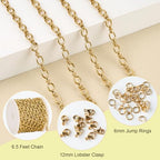 SMYHTGLIF 6.5 Feet Gold Stainless Steel Rolo Chain Bulk for Jewelry Making Oval Circle Chain Spool with Jewelry Making Supplies Findings - color: Cable Gold