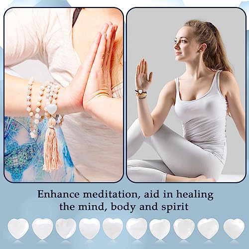 Gerrii 50 Pcs Heart Healing Stone Bulk Quartz Heart Inspirational Stones Gift for Women Love Pocket Polished Natural Energy Balancing Meditation 0.8 Inch(Clear) - color: Clear