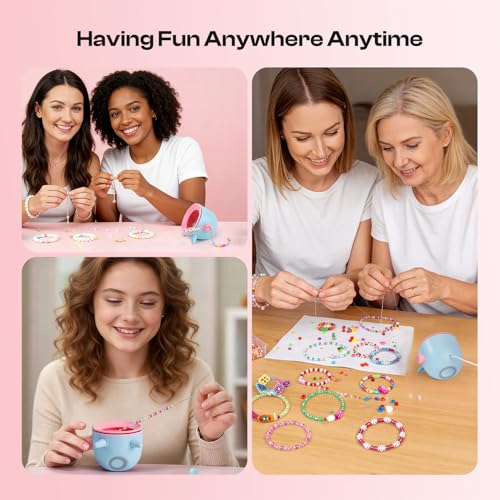 Caydo 2-in-1 Electric Bead Spinner for Jewelry Making, Clay Bead and Seed Bead Spinner, Adjust Speed & Rotation Bracelet Spinners, Necklace Maker with Bead Needles and Thread, Gift for Craft Lovers - size: 1 Pack Blue