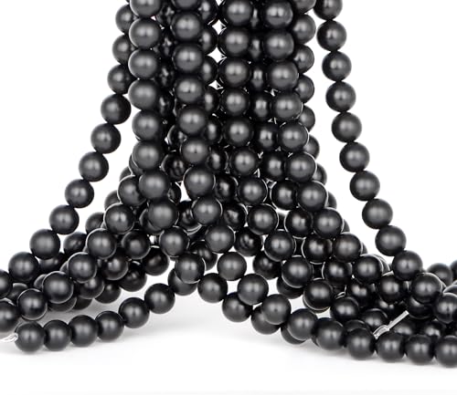 Natural Stone Beads Matte Black Onyx Round Genuine Stone Beading Loose Gemstone Hole Size 1mm DIY Charm Smooth Beads for Bracelets Necklaces Earrings 6mm 200pcs (Matte Black Onyx 6mm) - color: Matte Black Onyx, size: 6mm