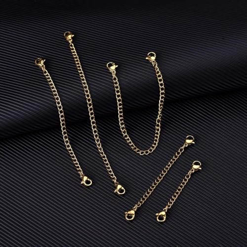 10Pcs Stainless Steel Necklace Extender Chain Links, Gold Necklace Extenders for Bracelet Anklet Stainless Steel Chain Extenders for Jewelry Making 2in 3in 4in 5in 6in (10 Gold) - color: Gold 10pcs