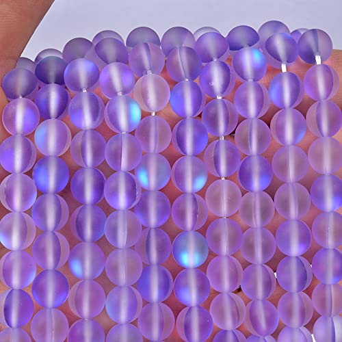 38PCS 10mm Natural Violet Purple Mystic Aura Quartz Gemstone Frosted Matte Titanium Round Loose Spacer Beads 15 inch Full Strand Crystal Healing Power Quartz - color: Violet Purple, size: 10mm