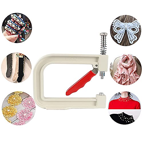 Manual Nailed Bead Machine Pearl Beads Rivet Setter DIY Handmade Pearl Setting Machine Tools Beading Attach Tool Portable (White)