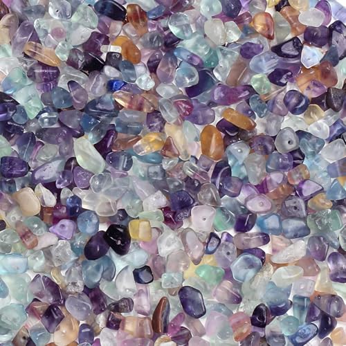 200pcs Natural Chip Stone Beads Gemstone Healing Crystal Loose Rocks Bead Irregular Glass Seed Charm Beads Drilled DIY for Jewelry Bracelet Necklace Earrings Making Crafting Supplies (Color, 5-8mm) - color: color
