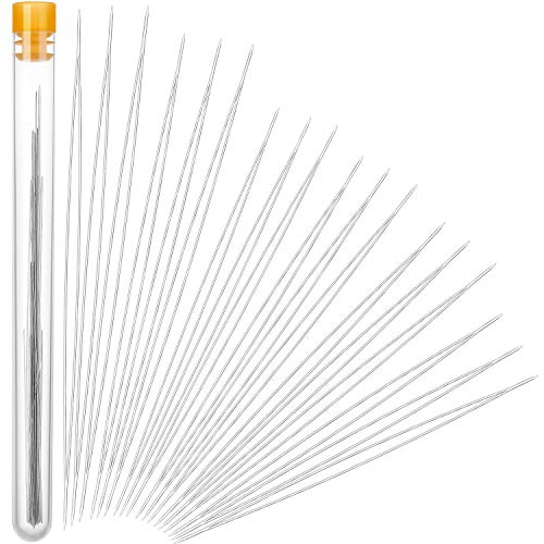 WILLBOND 30 Pcs 6 Size Big Eye Beading Needles Collapsible Seed Bead Threader Embroidery Stainless Needles Set with Bottle for Jewelry Making, Bracelets, Crafts, Embroidery and Hand Sewing