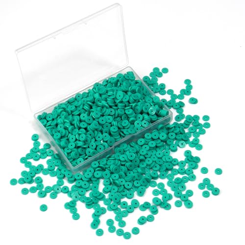 Lake Green Polymer Clay Beads, 6mm Heishi Bead for Jewelry Bracelets Necklace Making 1000PCS - color: Lake green