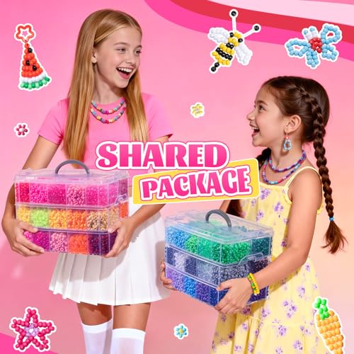 Umikk 18000 Pony Beads Bulk, 60 Colors Plastic 6x9mm Kandi Beads Bulk for Bracelets Making Hair Braiding Jewelry Making DIY Crafts (10.3LB, Shockproof Package) - color: 60colors18000pcs