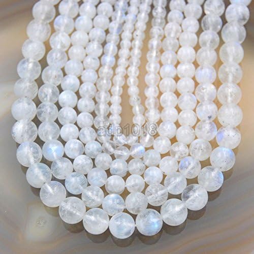 Natural White Moonstone Gemstone Round Loose Beads (5mm) - size: 5mm