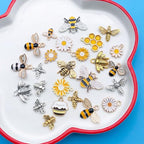 Youdiyla 50pcs Alloy Antique Silver Enamel Bee Daisy Set Pendant Jewelry Making DIY Keychain Earrings Pendant Various Design Charms for Jewelry Making Bracelets Necklace (SN1009) - color: SN1009
