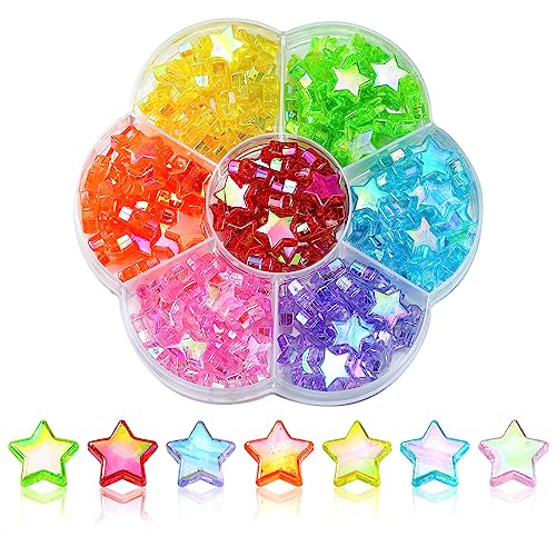 LiQunSweet 175 Pcs 7 Colors AB Color Acrylic Craft Beads Star Beads for Bracelets Making Necklace Jewelry Making - color: 7-Colors_Star AB_175Pcs