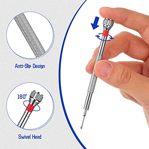 Chumia 8 Pieces Precision Jewelers Screwdriver Set, Micro Watch Repair Screwdriver Set 0.6-1.6 mm for Watch, Eyeglasses, Jewelry Work, Electronics Repair(Flathead, Phillips) - size: 0.6-1.6 mm, style: Flathead, Phillips