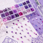 PH PandaHall 720pcs 8mm Purple Glass Beads 24 Color Round Bracelet Beads Loose Crystal Bead Craft Bead Bulk for Summer Friendship Bracelet Necklace Earring Jewelry Making DIY Craft Party Ornament - color: Purple