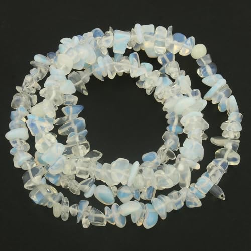 30in White Opalite Natural Chip Stone Beads 5-8mm About 230pcs, Irregular Drilled Translucent White Bead for Bracelets Jewelry Making Supplies for Adults, DIY Crafts. - color: Opalite