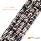 GEM-Inside 2x6mm Natural Webbed Black Picasso Jasper Stone Agate Heishi Disc Rondelle Spacer Beads for Jewelry Making Full 15" Strand Energy Stone Healing Power Crystal - color: Black Picasso Jasper