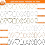 Oubaka 60Pcs Open Back Bezels Pendants,10 Styles Hollow Frame Pendants Casting Frame Pendant Open Back Bezel Pendant for Jewelry Findings,Earrings,Necklace,Bracelet,DIY Crafts(6 Colors) - color: 6 Colors;6 Styles