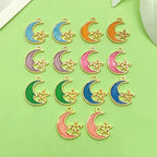 Sailanzi 56pcs Alloy enamel moon and star set Pendant Jewelry Making DIY Keychain Earrings Pendant Various Design Charms for Jewelry Making Bracelets Necklace (SN818) - color: SN818