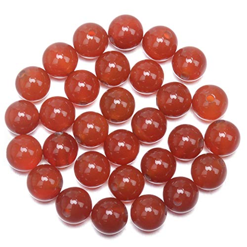 AD Beads Natural Gemstone 10mm Round Loose Beads Big Hole 2mm Sized 30pcs (Red Agate) - color: Red Agate