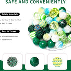 48 Pcs 20mm Beads for Pens Rhinestone Bubblegum Bead Green Crystal Acrylic Round Chunky Bead Sparkly Craft Large Balls Beads for Pen Beadable Keychain Bracelet Necklace DIY Jewelry Making Supplies - color: Green