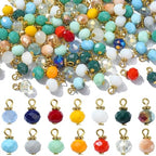 Ipotkitt 100 Pcs Electroplate Glass Rondelle Charms Imitation Jade Crystal Ball Bead Charms Faceted Round Bead Charms for DIY Craft Jewelry Making - color: 100pcs-Rondelle Charms-12x8mm