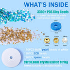 AceFun 3750PCS Clay Beads for Bracelets Making Polymer Clay Beads Kit with Pearl Beads Spacer Beads, Disc Heishi Beads Set for Jewelry Making Necklace Bracelet Earrings Finding, Blue Mixed - color: Blue Mixed