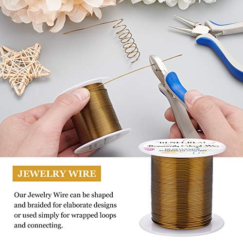 BENECREAT 20 Gauge 32 Yards Jewelry Beading Wire Tarnish Resistant Copper Wire for Beading Wrapping and Other Jewelry Craft Making, Antique Bronze - color: Antique Bronze, size: 20 Gauge