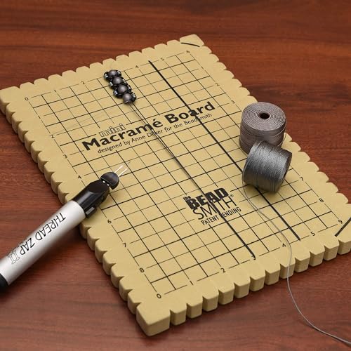 The Beadsmith Mini Macrame Board, 7.5 x 10.5 inches, 0.5-inch-Thick Foam, 6 x 9 Grid for Measuring, Bracelet Project with Instructions Included, Create Macrame and Knotting Creations - size: 7.5 Inches X 10.5