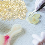 Iridescent Glass Tiny Bubble Beads, 0.4-3mm 20g No Hole Micro Mini Round Deep Yellow Water Droplets Beads - Applications: for Resin Filler, Nail Art, Dollhouse Bath Tub, 2-Pieces - color: Deep Yellow, size: φ0.4-3mm